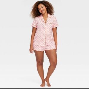Roller Rabbit x Target Pink Geo Hearts Short Pajama Set